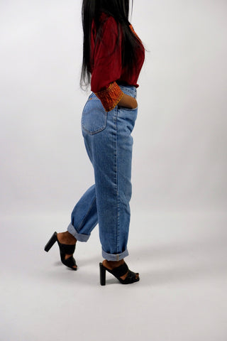 Vintage 80s/90s Rifle Mid Waist Straight Leg Jeans Mittelblau - S/M