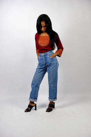 Vintage 80s/90s Rifle Mid Waist Straight Leg Jeans Mittelblau - S/M