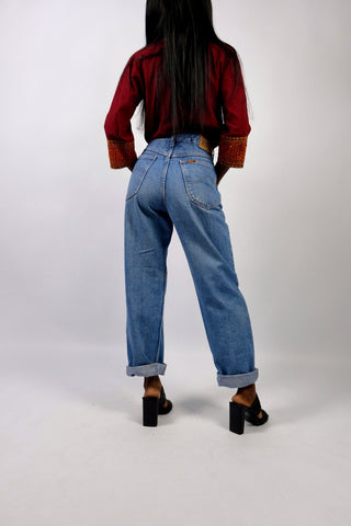 Vintage 80s/90s Rifle Mid Waist Straight Leg Jeans Mittelblau - S/M