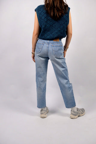 90s Chipie Mid Waist Ripped Jeans in hellblauer Waschung mit geradem Bein – ideal für eine S – made in France