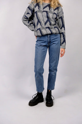 Vintage 90s Lee High Waist Slim Fit Stretch Jeans Mittelblau - XS