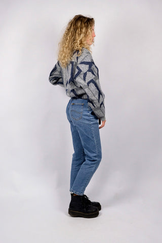 Vintage 90s Lee High Waist Slim Fit Stretch Jeans Mittelblau - XS