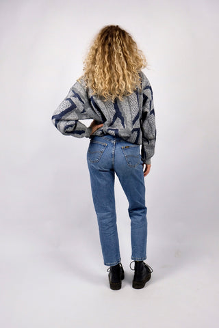 Vintage 90s Lee High Waist Slim Fit Stretch Jeans Mittelblau - XS