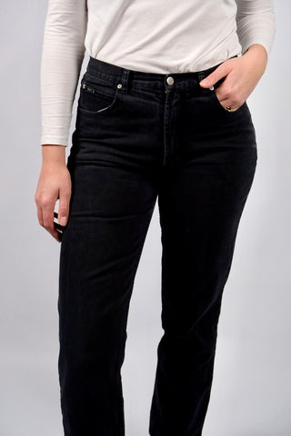 Vintage 90s Mid Waist Straight Leg Jeans Schwarz - M/L