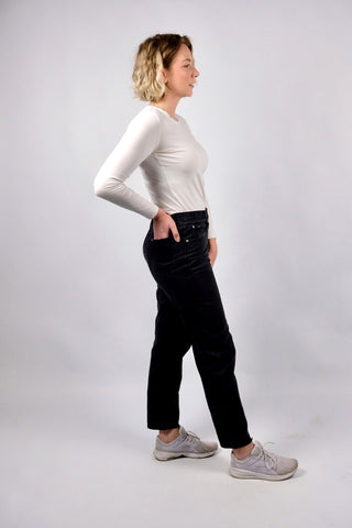 Vintage 90s Mid Waist Straight Leg Jeans Schwarz - M/L