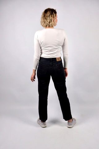 Vintage 90s Mid Waist Straight Leg Jeans Schwarz - M/L