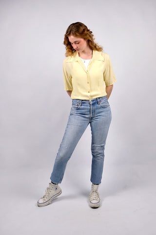 Vintage 1997 Levi's 513 Slim Straight Crop Jeans Hellblau - S/M