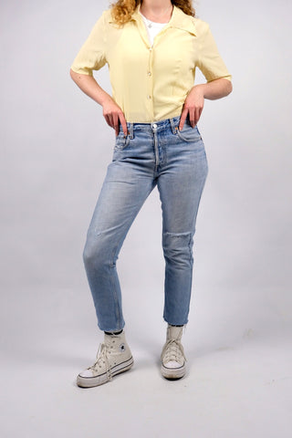 Vintage 1997 Levi's 513 Slim Straight Crop Jeans Hellblau - S/M