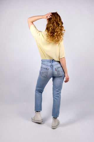 Vintage 1997 Levi's 513 Slim Straight Crop Jeans Hellblau - S/M