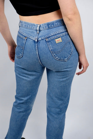 Vintage 90s Rifle Mid Waist Slim Fit Jeans Mittelblau - S