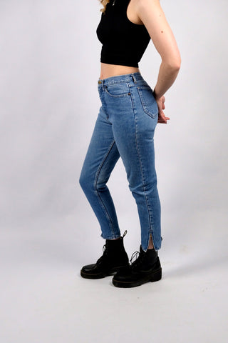 Vintage 90s Rifle Mid Waist Slim Fit Jeans Mittelblau - S