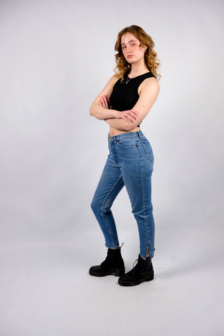 Vintage 90s Rifle Mid Waist Slim Fit Jeans Mittelblau - S