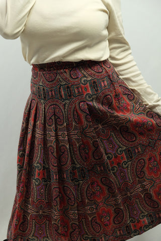 Vintage 70s/80s High Waist Wolle Boho Paisley Muster Rock - S/M