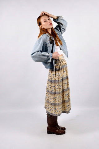 Vintage 70s High Waist Boho Blümchen Rock - S/M