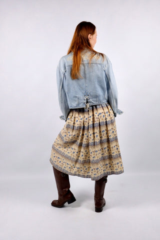 Vintage 70s High Waist Boho Blümchen Rock - S/M