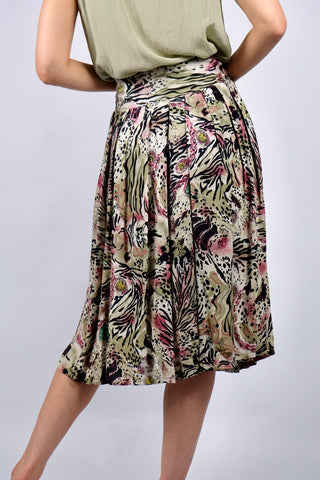 Vintage 80s/90s High Waist Crazy Pattern Viskose Rock - S