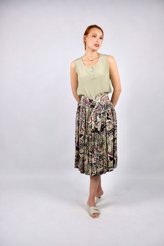 Vintage 80s/90s High Waist Crazy Pattern Viskose Rock - S