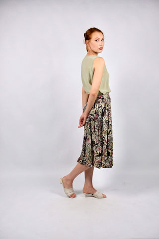 Vintage 80s/90s High Waist Crazy Pattern Viskose Rock - S