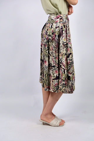 Vintage 80s/90s High Waist Crazy Pattern Viskose Rock - S