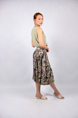 Vintage 80s/90s High Waist Crazy Pattern Viskose Rock - S