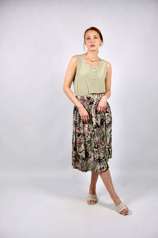 Vintage 80s/90s High Waist Crazy Pattern Viskose Rock - S