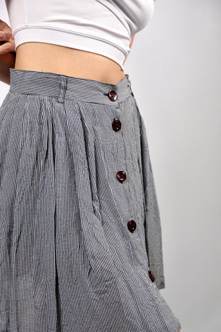 Vintage 80s/90s High Waist Karo Print Viskose Mix Rock - S