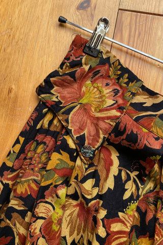 Vintage 80s/90s High Waist Blumen Print Viskose Rock - S