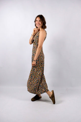 Vintage 90s Blümchen Print Maxikleid - S