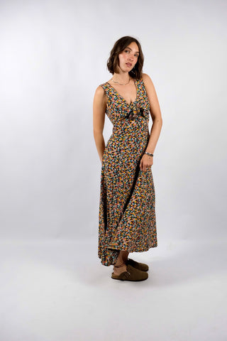 Vintage 90s Blümchen Print Maxikleid - S