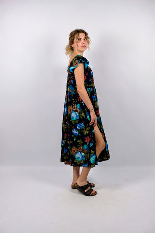 Vintage 80s/90s Kenzo Designer Blumen Baumwollkleid - XS bis M