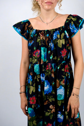 Vintage 80s/90s Kenzo Designer Blumen Baumwollkleid - XS bis M