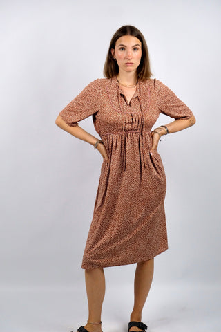 Vintage 90s Blümchen Print Kleid Rost - S/M