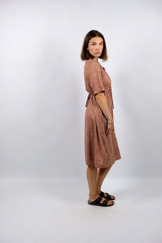 Vintage 90s Blümchen Print Kleid Rost - S/M