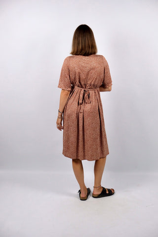 Vintage 90s Blümchen Print Kleid Rost - S/M