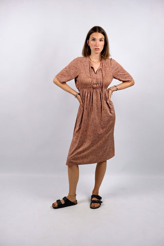 Vintage 90s Blümchen Print Kleid Rost - S/M