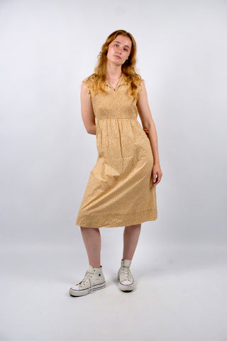 Vintage 90s Blümchen Print Baumwollkleid - S/M
