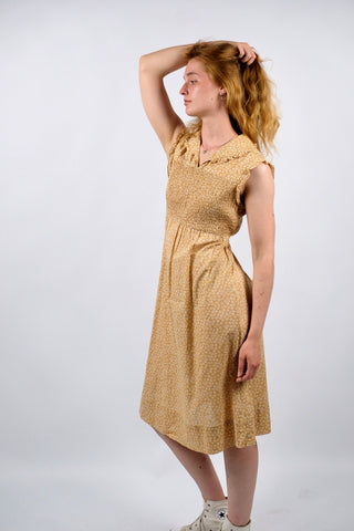 Vintage 90s Blümchen Print Baumwollkleid - S/M