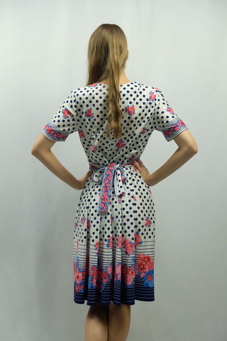 Vintage 60s/70s Handmade Polka Dots & Blumen Print Kleid - S/M