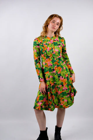 Vintage 70s Blumen Print Kleid - S/M