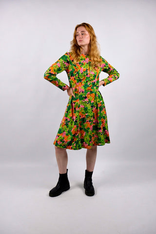 Vintage 70s Blumen Print Kleid - S/M