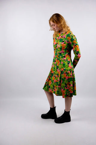 Vintage 70s Blumen Print Kleid - S/M
