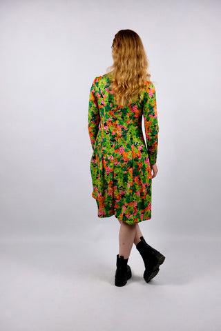 Vintage 70s Blumen Print Kleid - S/M