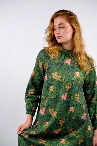 Vintage 70s Handmade Blumen Print Kleid - XS/S