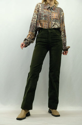 Vintage 70s Mid Waist Straight Leg Breitcord Hose - XS