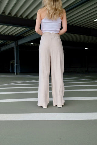 Preloved High Waist Wide Leg Hose Beige - XS