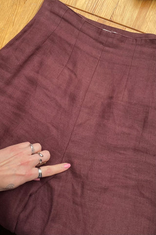 Hochwertige 90s High Waist Hose von der Premium-Marke Marella made in Italy aus 100% Leinen in tollem Weinrot/Aubergine – ideal für eine heutige XS und ein absolutes Highlight