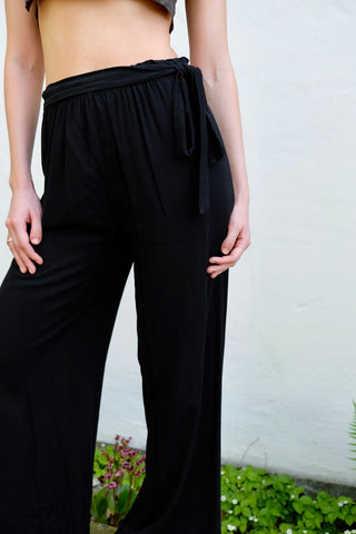 Vintage 90s High Waist Wide Leg Viskose Hose - S/M