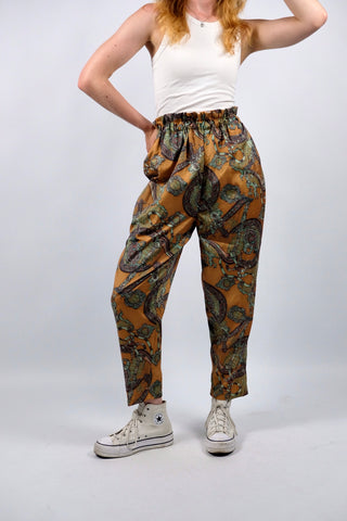 Vintage 80s/90s High Waist Boho Thai Silk Seidenhose - XS bis M