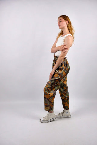 Vintage 80s/90s High Waist Boho Thai Silk Seidenhose - XS bis M