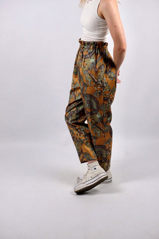 Vintage 80s/90s High Waist Boho Thai Silk Seidenhose - XS bis M